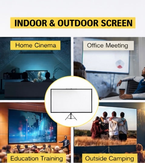 Écran de Projection sur Trépied 16:9 – Full HD / 4K Ready – Cinéma Maison & Extérieur