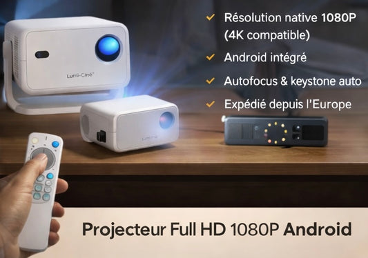 Projecteur Full HD 1080P Android – Cinéma à domicile Lumi-Ciné™
